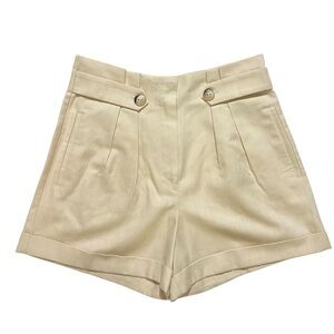 Sezane White Cream Rome Linen High Waist Short